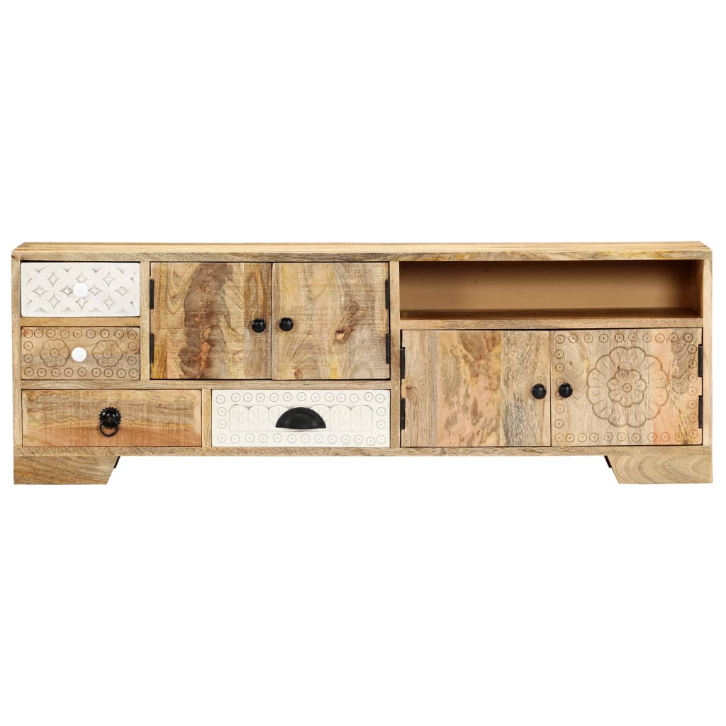 Meuble TV 120x30x40 cm Bois massif de manguier - XIOS