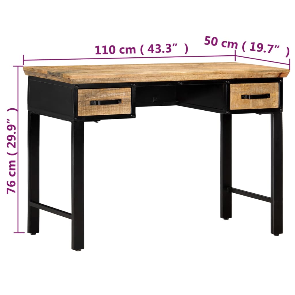 Table d'écriture 110x50x76 cm Bois de manguier massif - XIOS