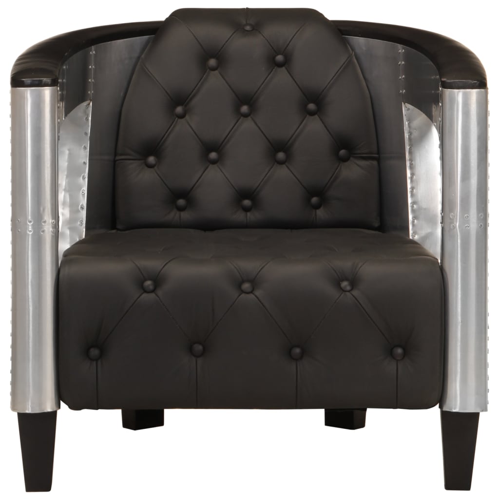 Fauteuil en style d'aviation noir cuir véritable - XIOS
