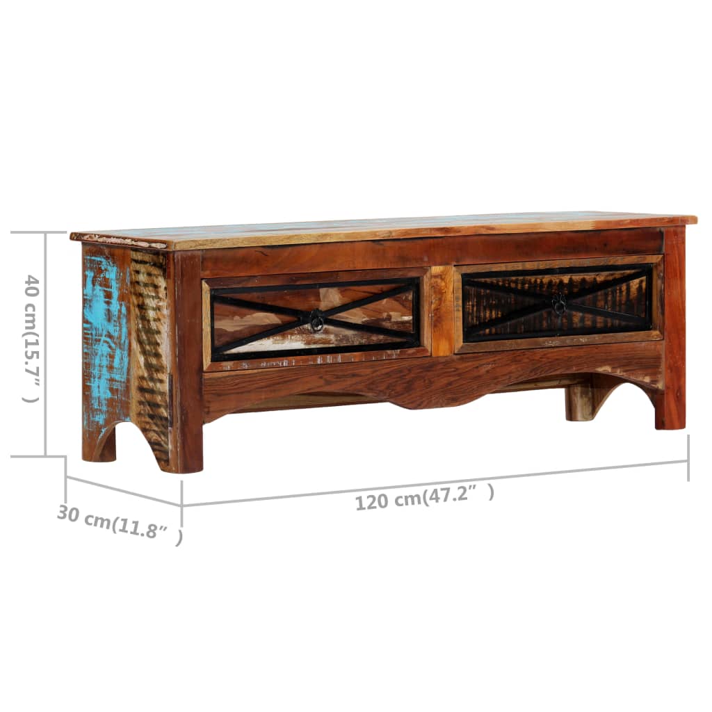 Meuble TV 120x30x40 cm Bois de récupération massif - XIOS