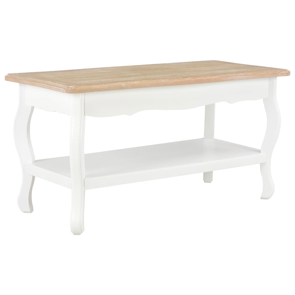 Table basse Blanc et marron 87,5x42x44 cm Bois de pin massif - XIOS