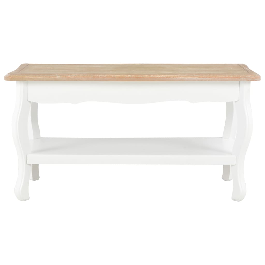 Table basse Blanc et marron 87,5x42x44 cm Bois de pin massif - XIOS