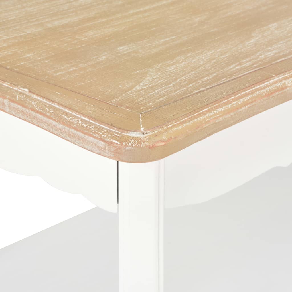 Table basse Blanc et marron 87,5x42x44 cm Bois de pin massif - XIOS