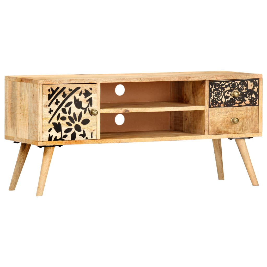 Meuble TV 100x30x45 cm bois massif de manguier - XIOS