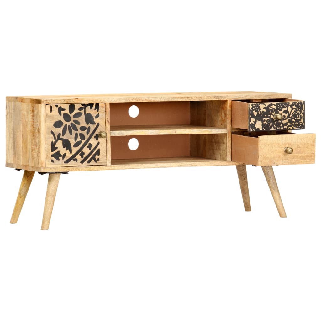 Meuble TV 100x30x45 cm bois massif de manguier - XIOS