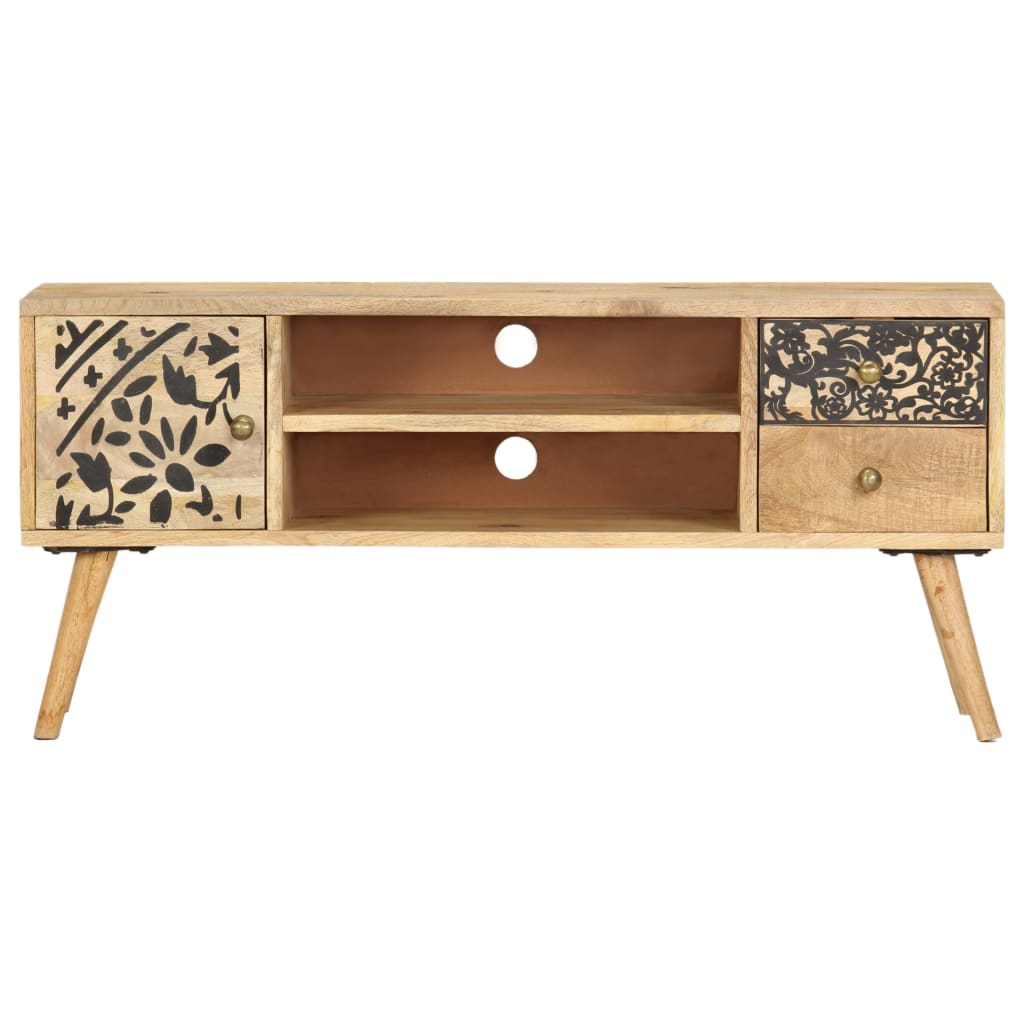 Meuble TV 100x30x45 cm bois massif de manguier - XIOS