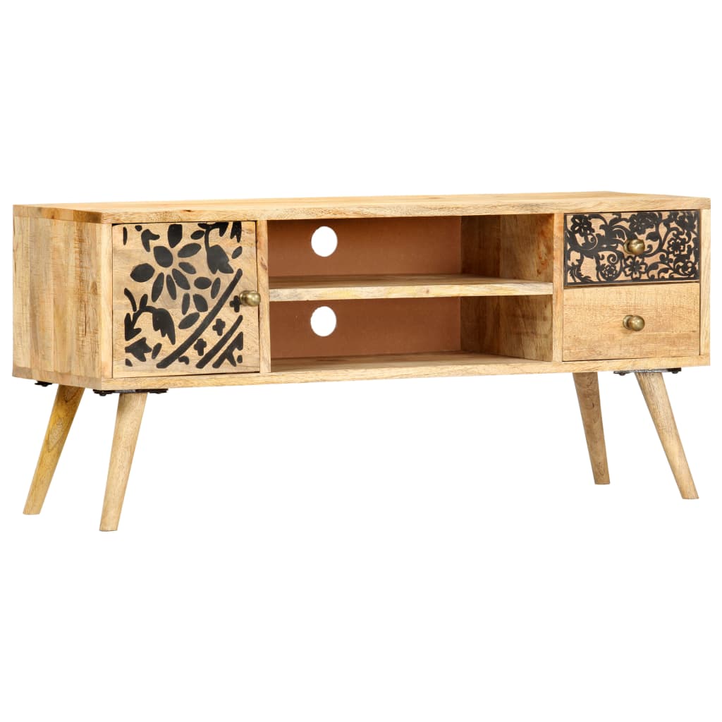 Meuble TV 100x30x45 cm bois massif de manguier - XIOS