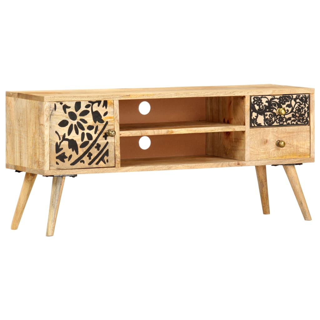 Meuble TV 100x30x45 cm bois massif de manguier - XIOS