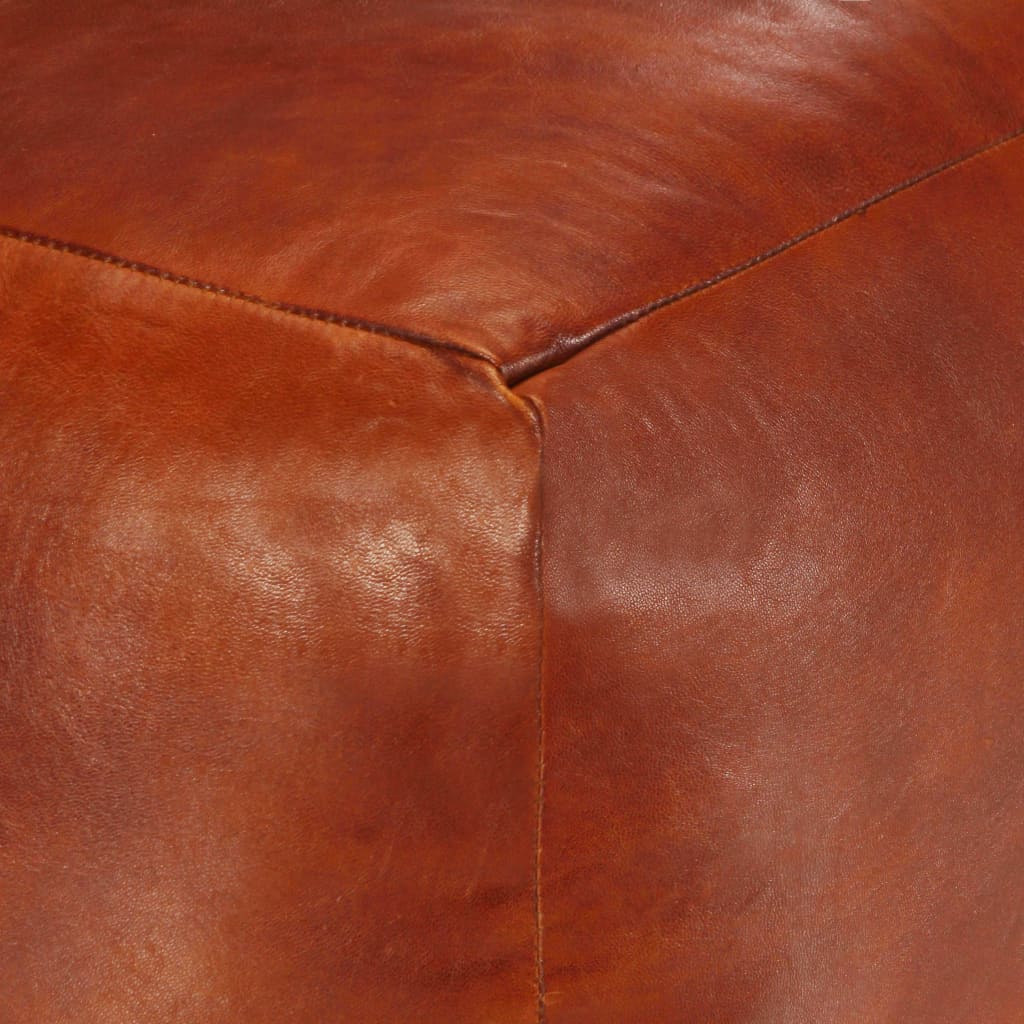 Pouf 40 x 40 x 40 cm Brun roux Cuir véritable de chèvre - XIOS