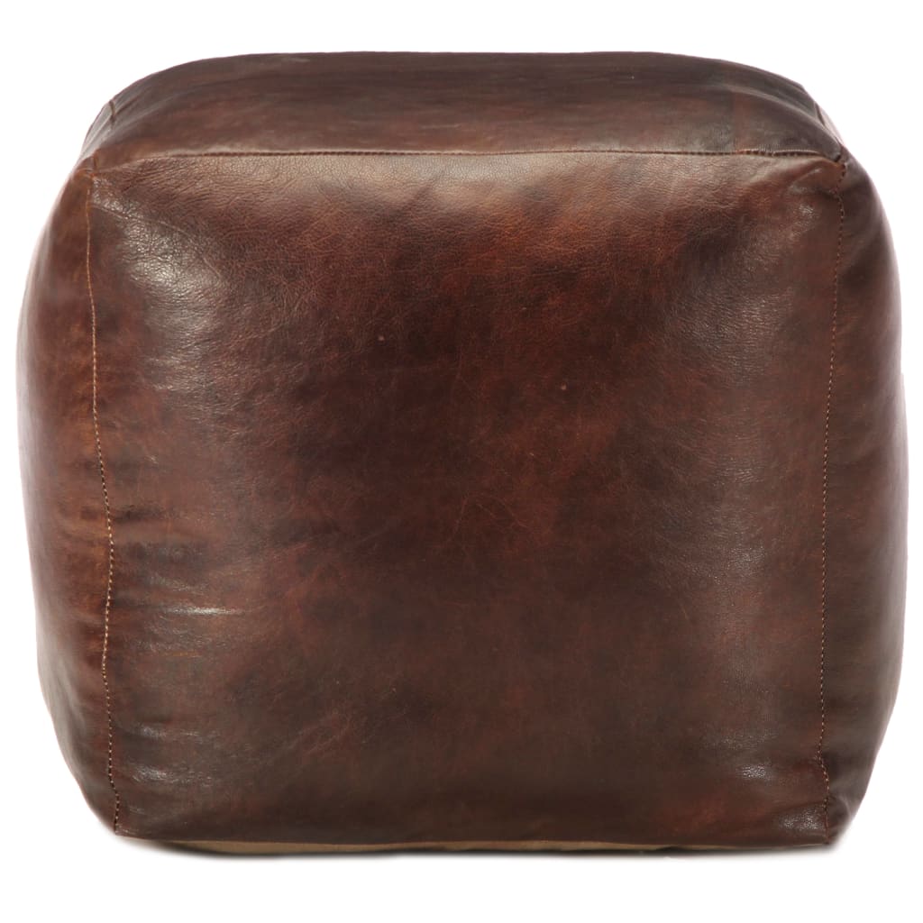 Pouf 40 x 40 x 40 cm Marron foncé Cuir véritable de chèvre - XIOS