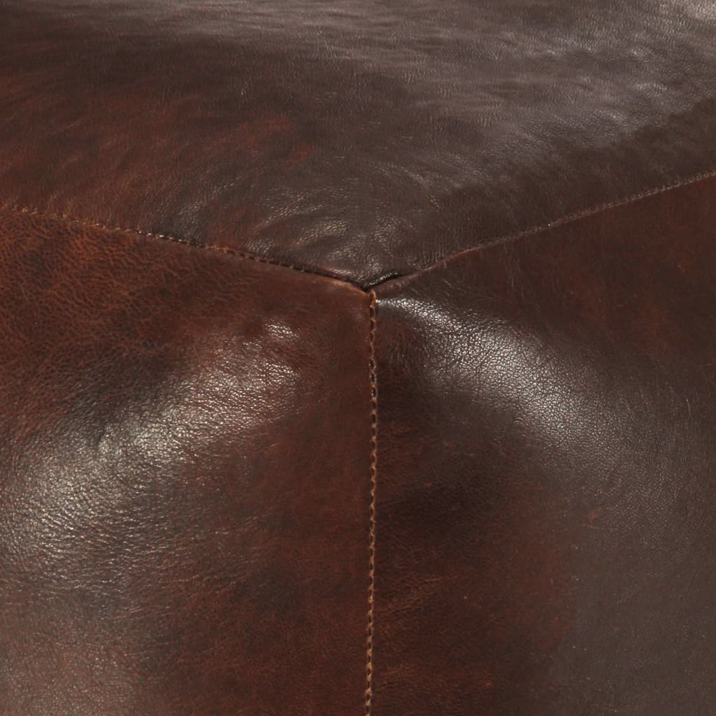 Pouf 40 x 40 x 40 cm Marron foncé Cuir véritable de chèvre - XIOS