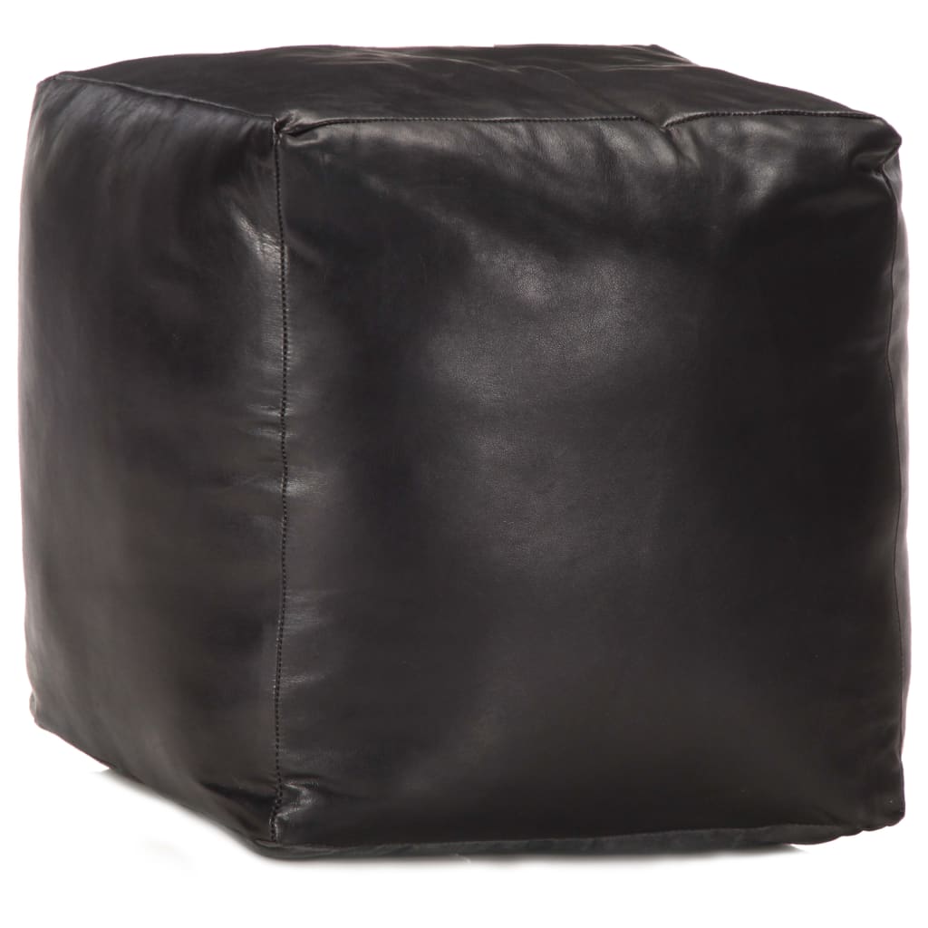 Pouf 40 x 40 x 40 cm Noir Cuir véritable de chèvre - XIOS