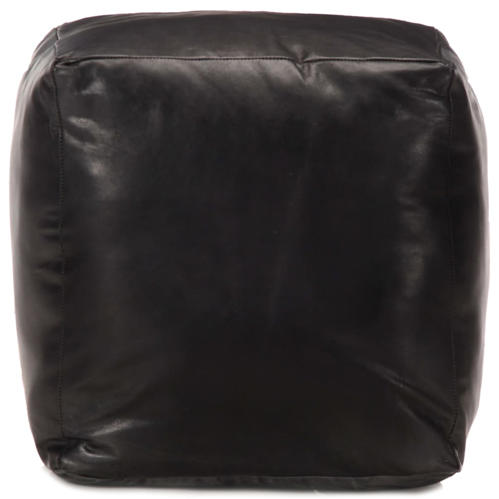 Pouf 40 x 40 x 40 cm Noir Cuir véritable de chèvre - XIOS