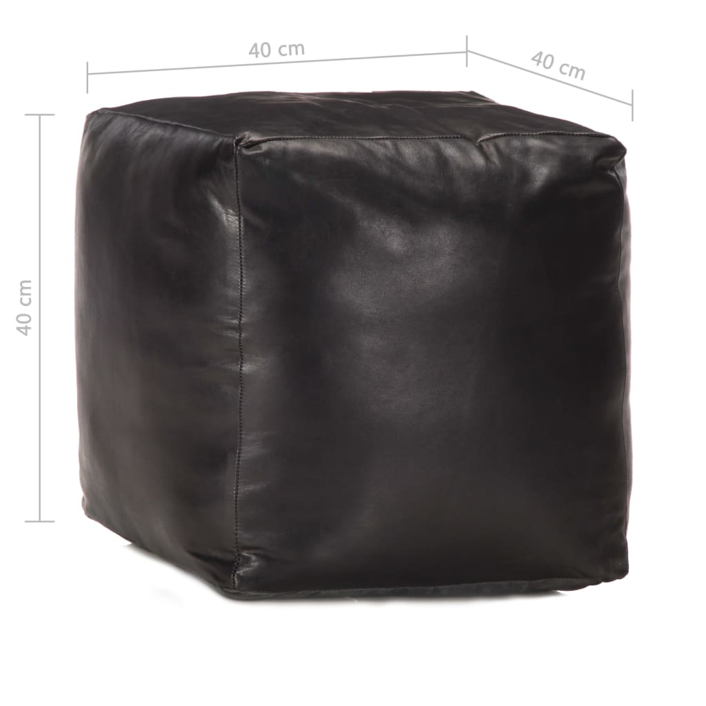 Pouf 40 x 40 x 40 cm Noir Cuir véritable de chèvre - XIOS