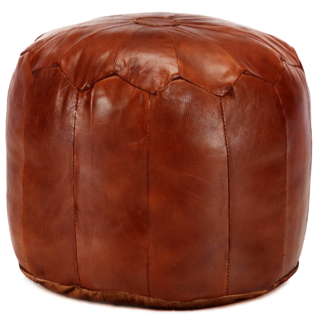 Pouf 40 x 35 cm Brun roux Cuir véritable de chèvre - XIOS