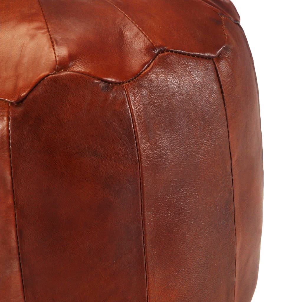 Pouf 40 x 35 cm Brun roux Cuir véritable de chèvre - XIOS