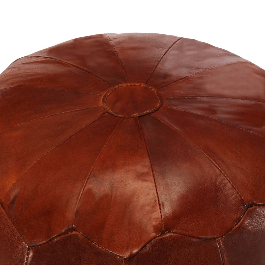 Pouf 40 x 35 cm Brun roux Cuir véritable de chèvre - XIOS