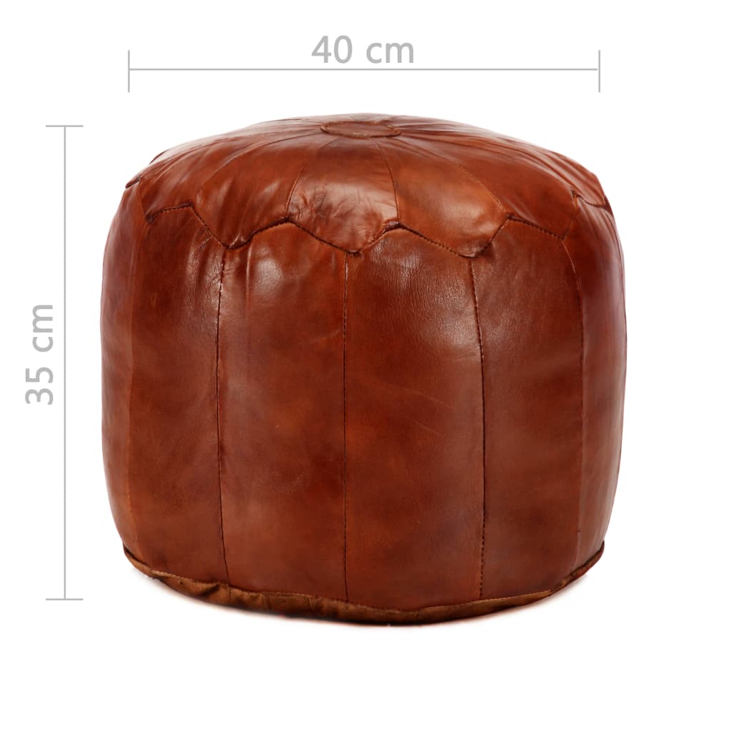 Pouf 40 x 35 cm Brun roux Cuir véritable de chèvre - XIOS