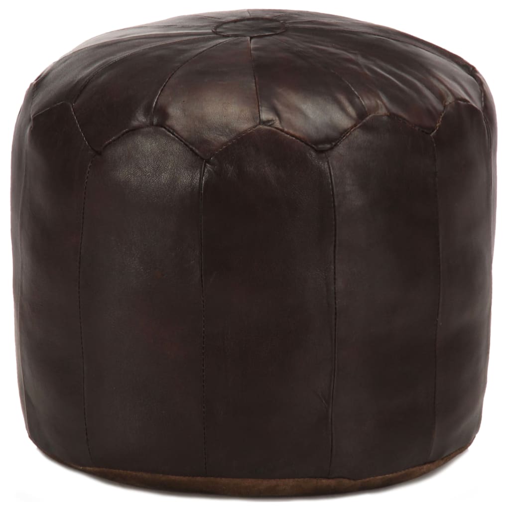 Pouf 40 x 35 cm Marron foncé Cuir véritable de chèvre - XIOS