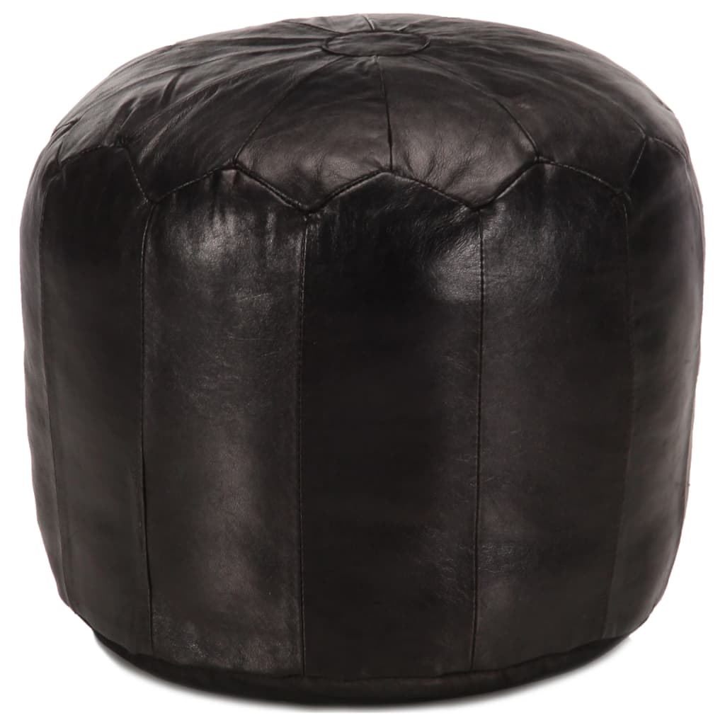 Pouf 40 x 35 cm Noir Cuir véritable de chèvre - XIOS