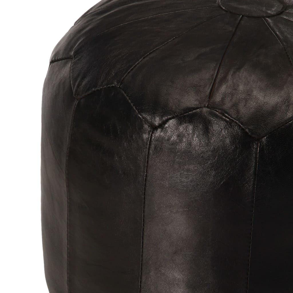 Pouf 40 x 35 cm Noir Cuir véritable de chèvre - XIOS