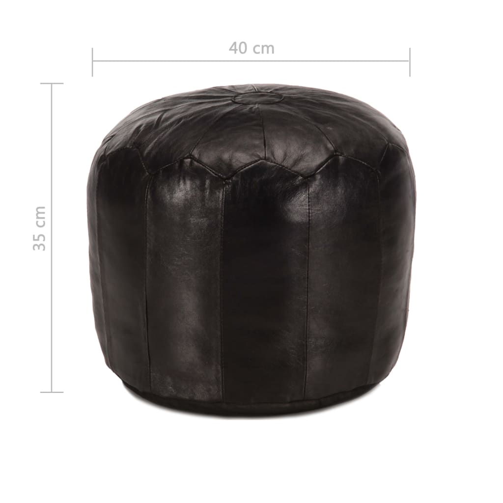 Pouf 40 x 35 cm Noir Cuir véritable de chèvre - XIOS