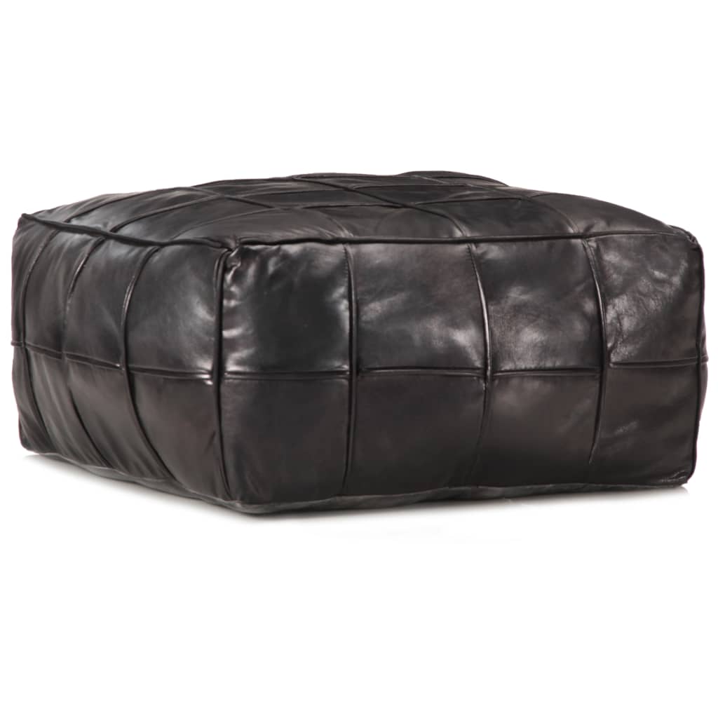 Pouf 60 x 60 x 30 cm Noir Cuir véritable de chèvre - XIOS