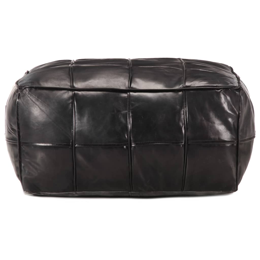 Pouf 60 x 60 x 30 cm Noir Cuir véritable de chèvre - XIOS