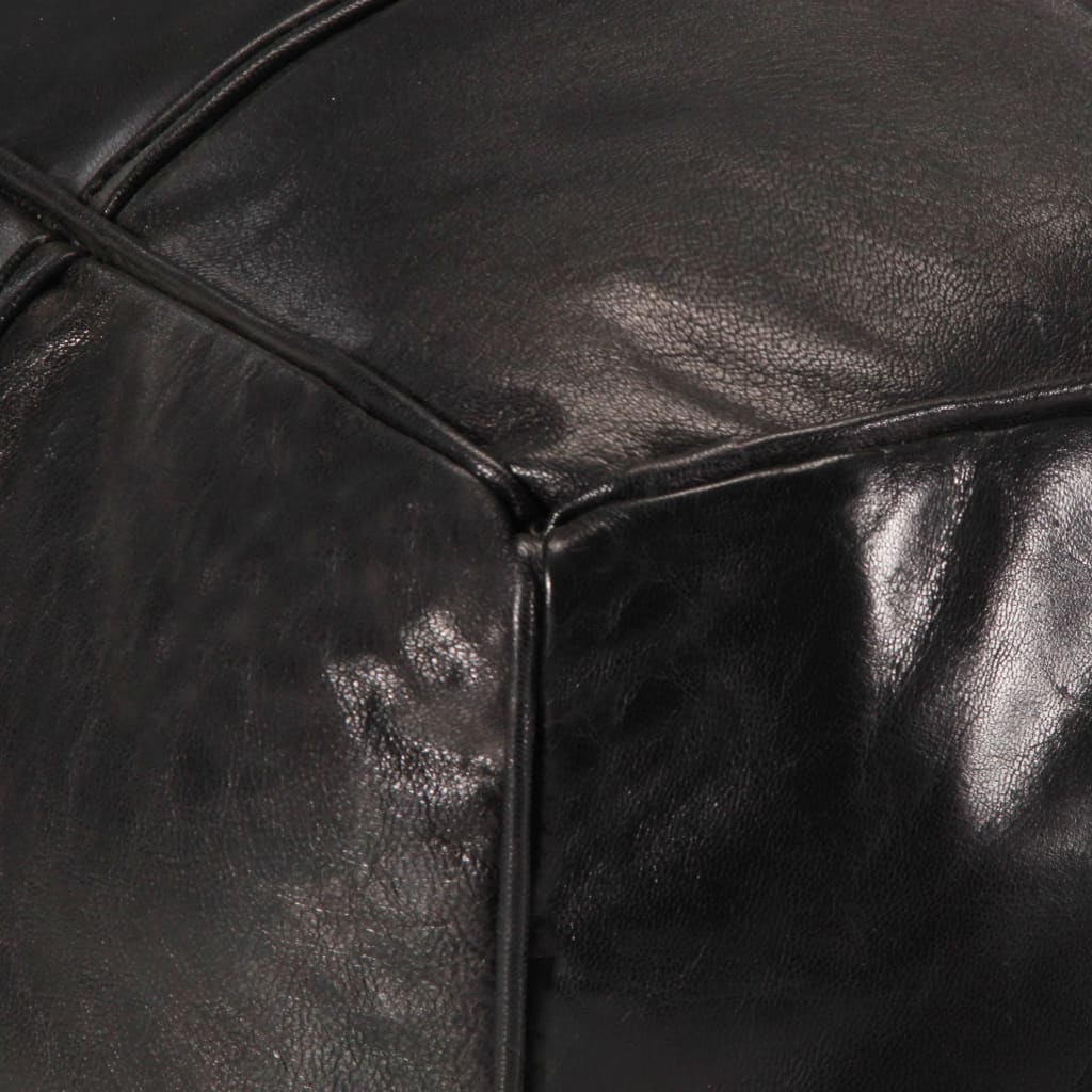 Pouf 60 x 60 x 30 cm Noir Cuir véritable de chèvre - XIOS