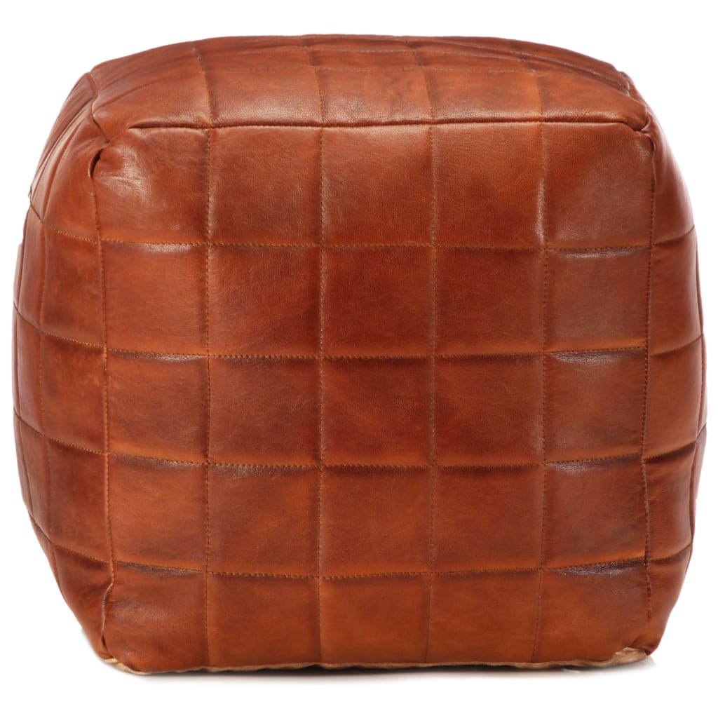 Pouf 40 x 40 x 40 cm Brun roux Cuir véritable de chèvre - XIOS