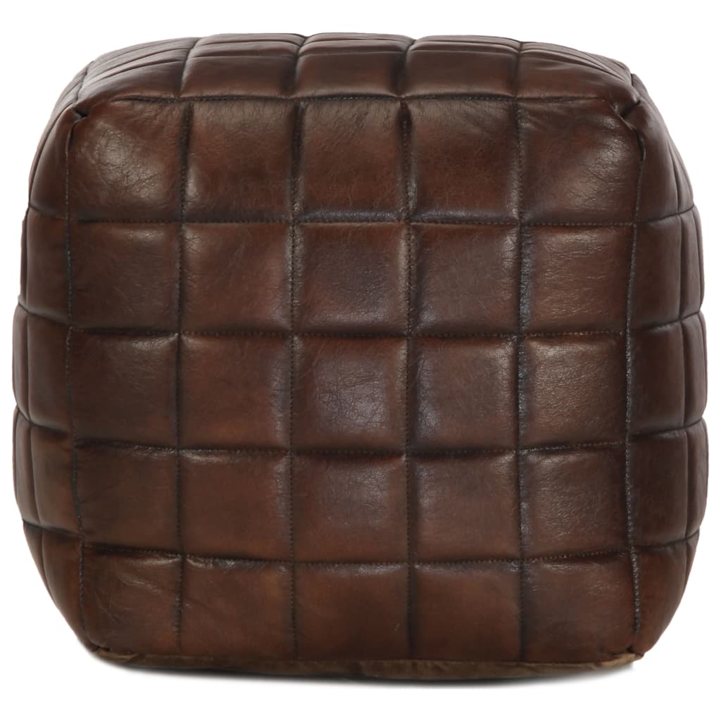 Pouf 40 x 40 x 40 cm Marron foncé Cuir véritable de chèvre - XIOS