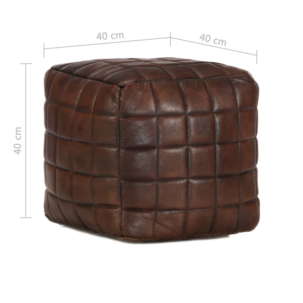 Pouf 40 x 40 x 40 cm Marron foncé Cuir véritable de chèvre - XIOS