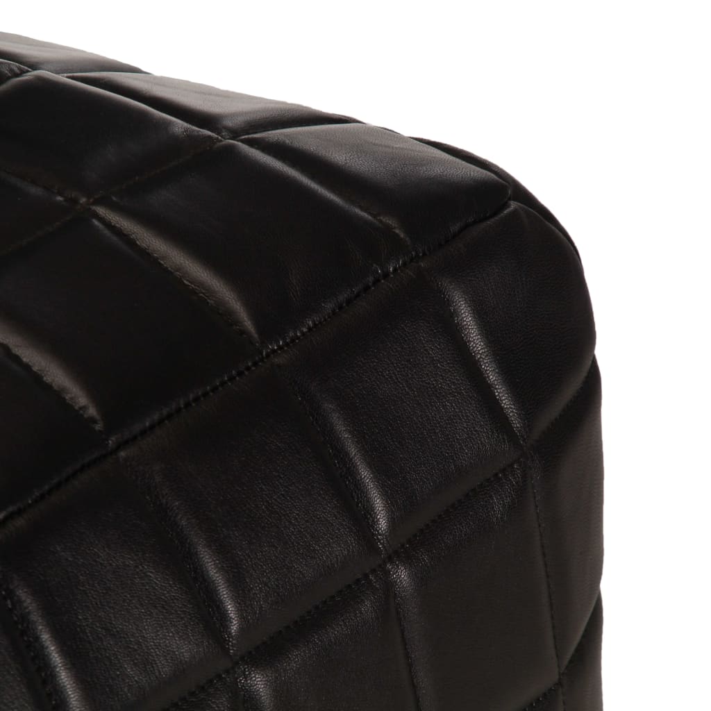 Pouf 40 x 40 x 40 cm Noir Cuir véritable de chèvre - XIOS