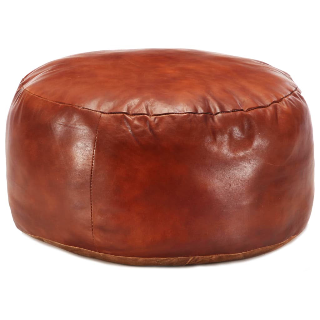 Pouf 60 x 30 cm Brun roux Cuir véritable de chèvre - XIOS