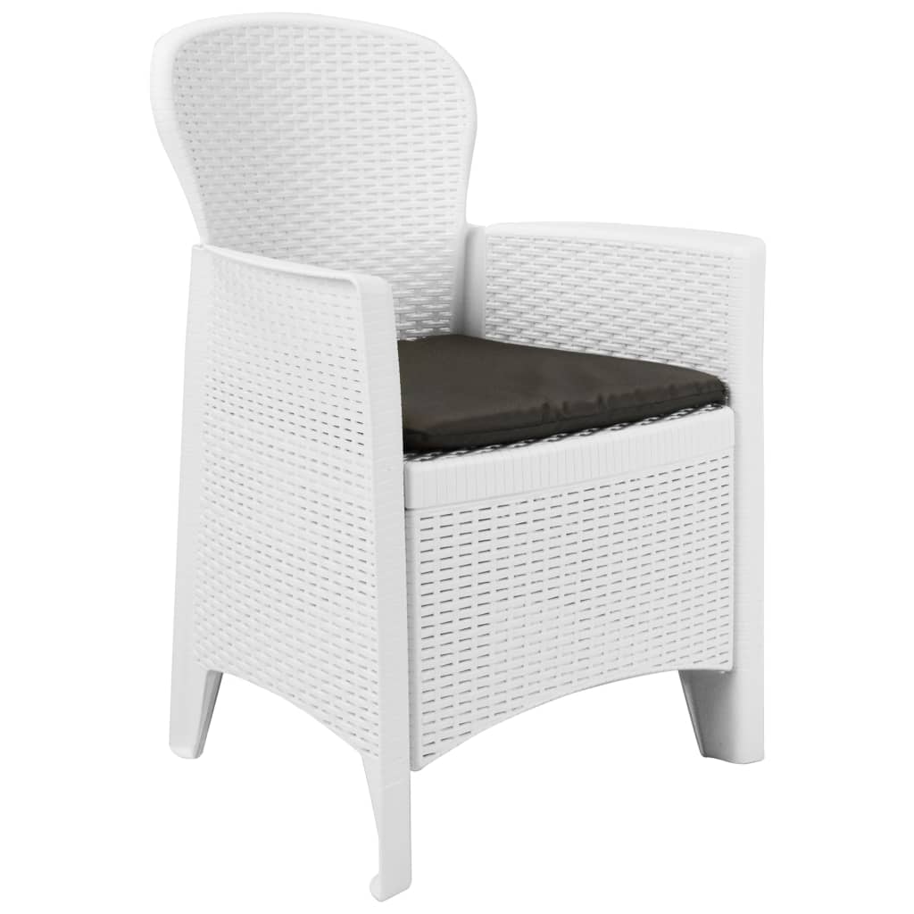 Ensemble de bistro 3 pcs Plastique Blanc Aspect de rotin