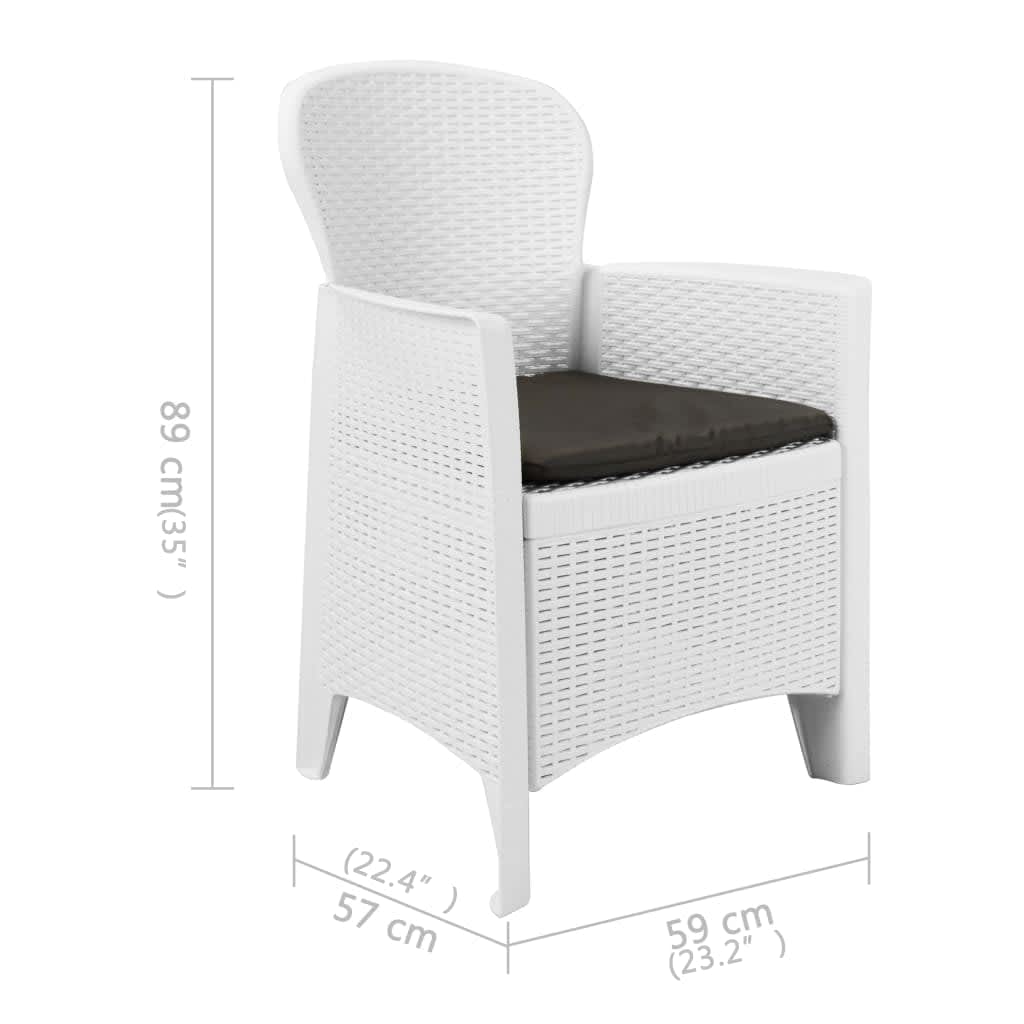 Ensemble à manger d'extérieur 5pcs Plastique Blanc Aspect rotin