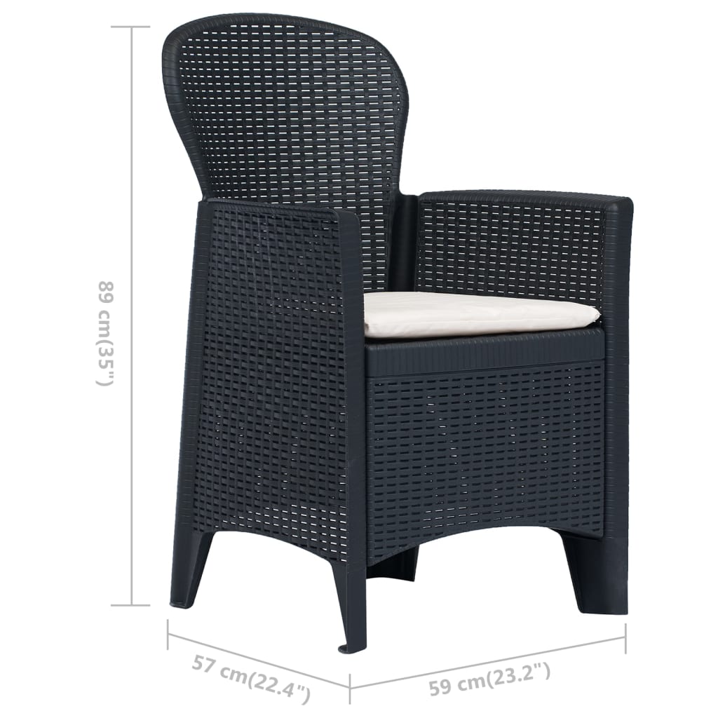 Ensemble de bistro 3 pcs Plastique Anthracite Aspect de rotin