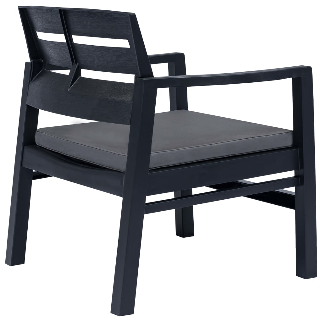 Salon de jardin 4 pcs plastique anthracite