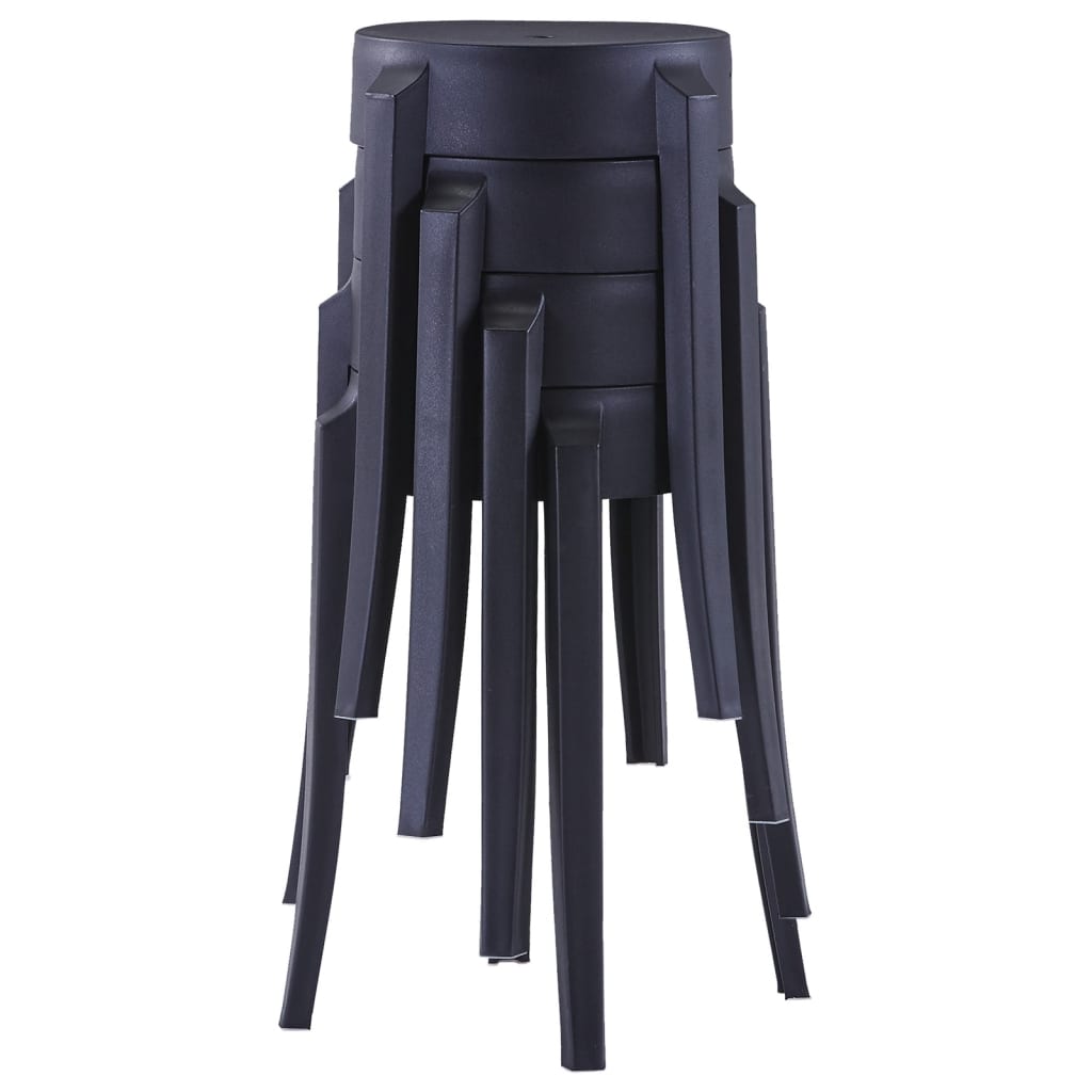 Tabourets empilables lot de 4 noir plastique - XIOS