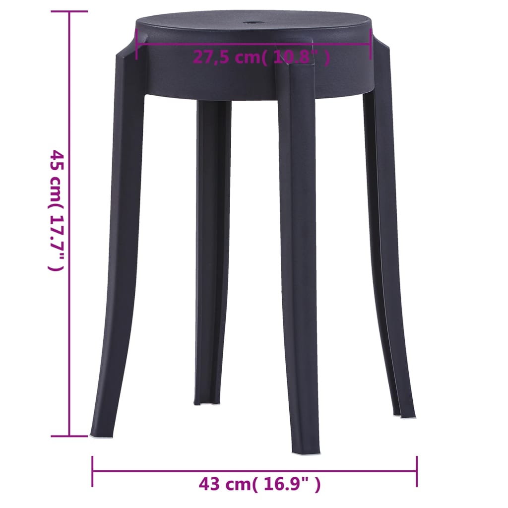 Tabourets empilables lot de 4 noir plastique - XIOS