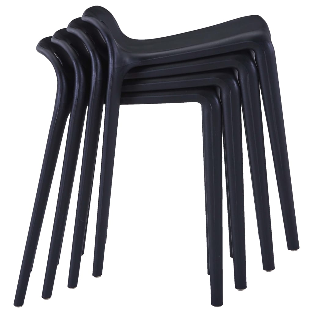 Tabourets empilables lot de 4 noir plastique - XIOS