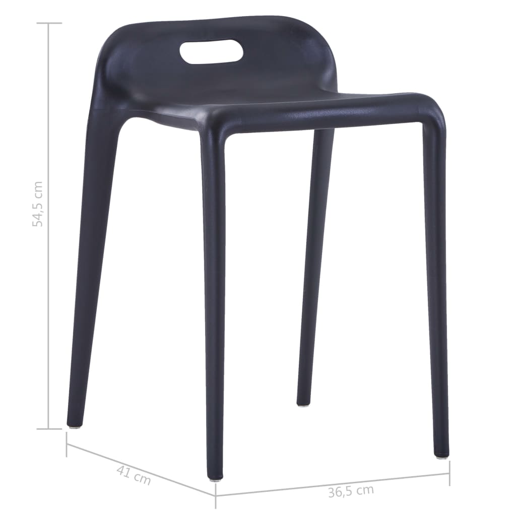 Tabourets empilables lot de 4 noir plastique - XIOS