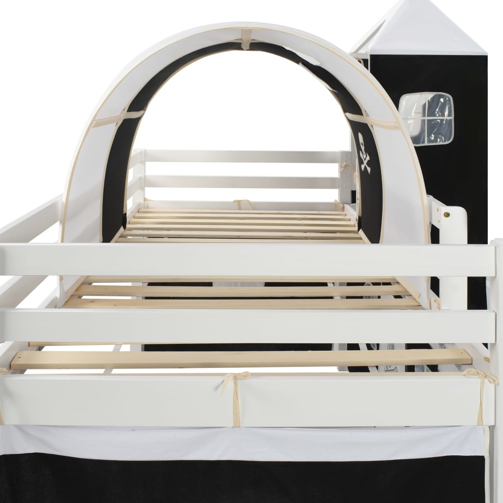 Lit mezzanine d'enfants avec toboggan et échelle Pin 97x208 cm - XIOS