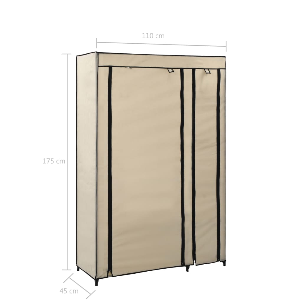 Garde-robe pliable Crème 110x45x175 cm Tissu - XIOS