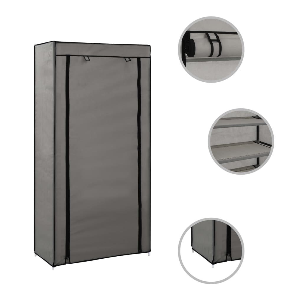 Armoire à chaussures avec housse Gris 58x28x106 cm Tissu - XIOS