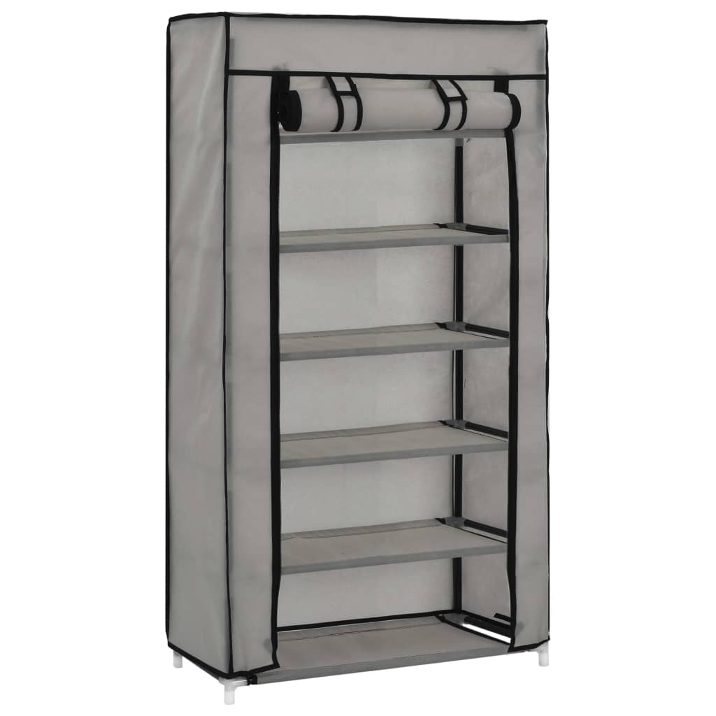 Armoire à chaussures avec housse Gris 58x28x106 cm Tissu - XIOS