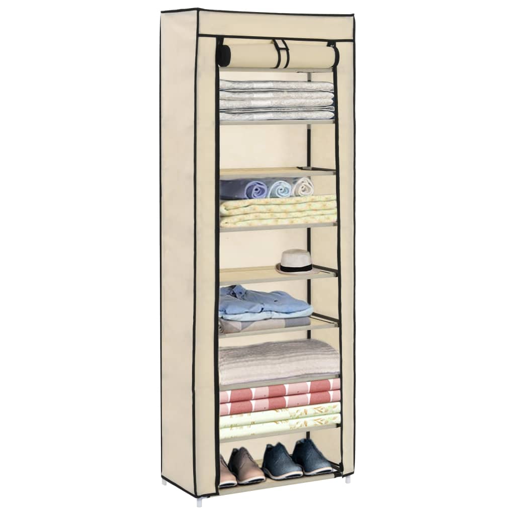 Armoire à chaussures avec housse Crème 57x29x162 cm Tissu - XIOS