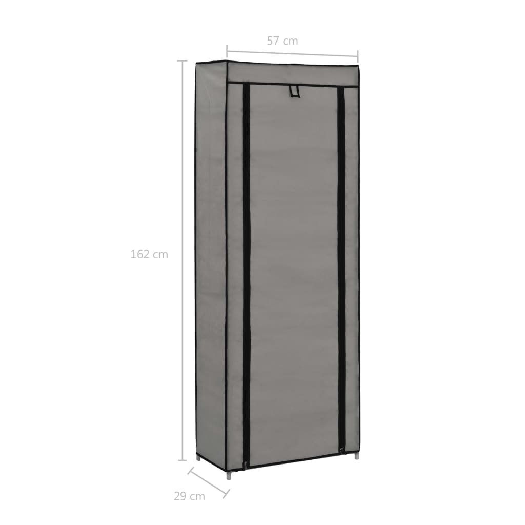 Armoire à chaussures avec housse Gris 57x29x162 cm Tissu - XIOS