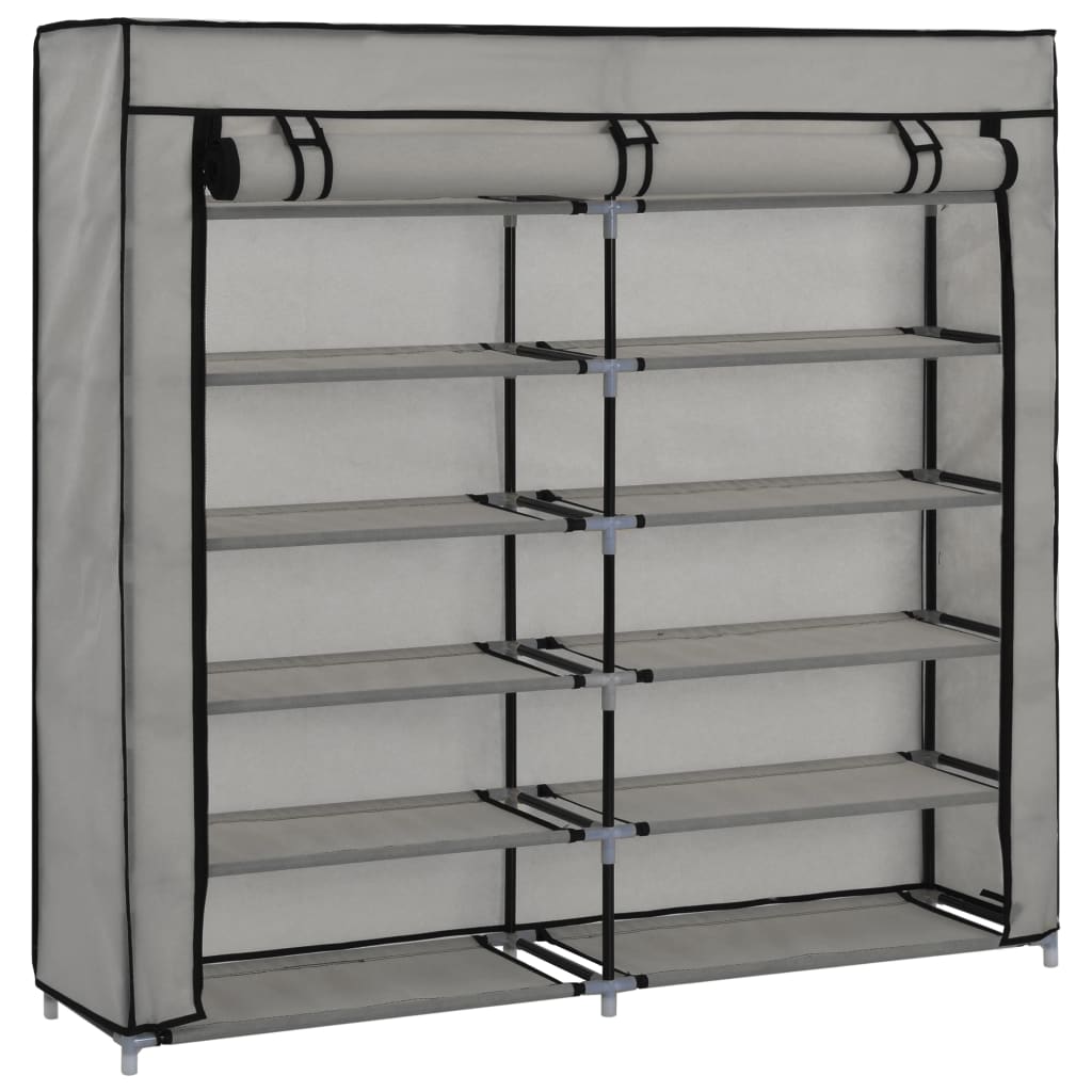 Armoire à chaussures avec housse Gris 115x28x110 cm Tissu - XIOS