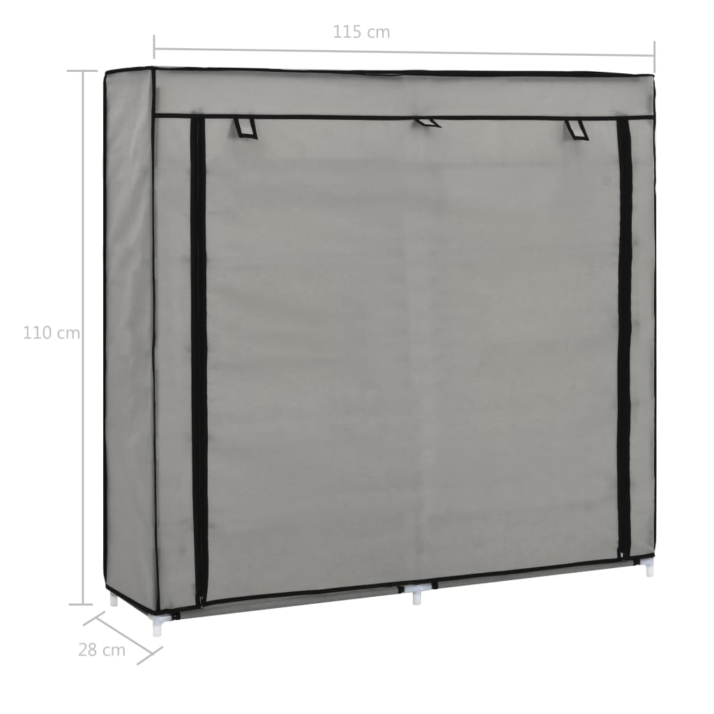 Armoire à chaussures avec housse Gris 115x28x110 cm Tissu - XIOS